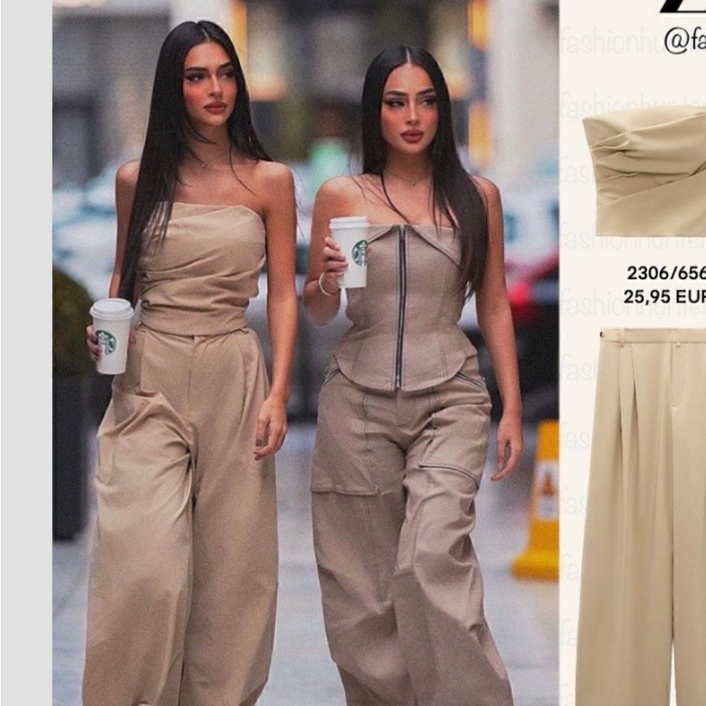 VIRAL ZARA TOPSTITCHED ZIPPER BUSTIER